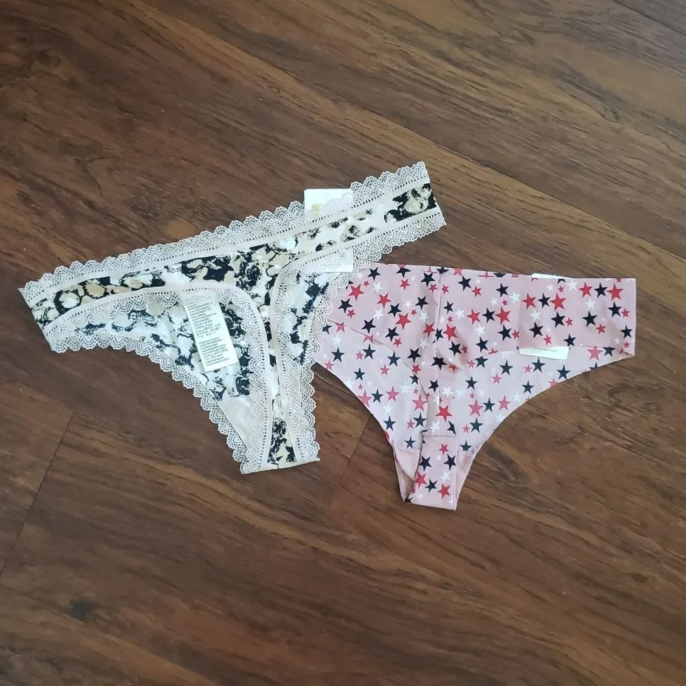 Calvin Klein Womens Edgy Feminine Coquette Girl Thong Set Of 2 Size Medium New
